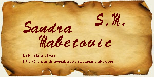 Sandra Mabetović vizit kartica